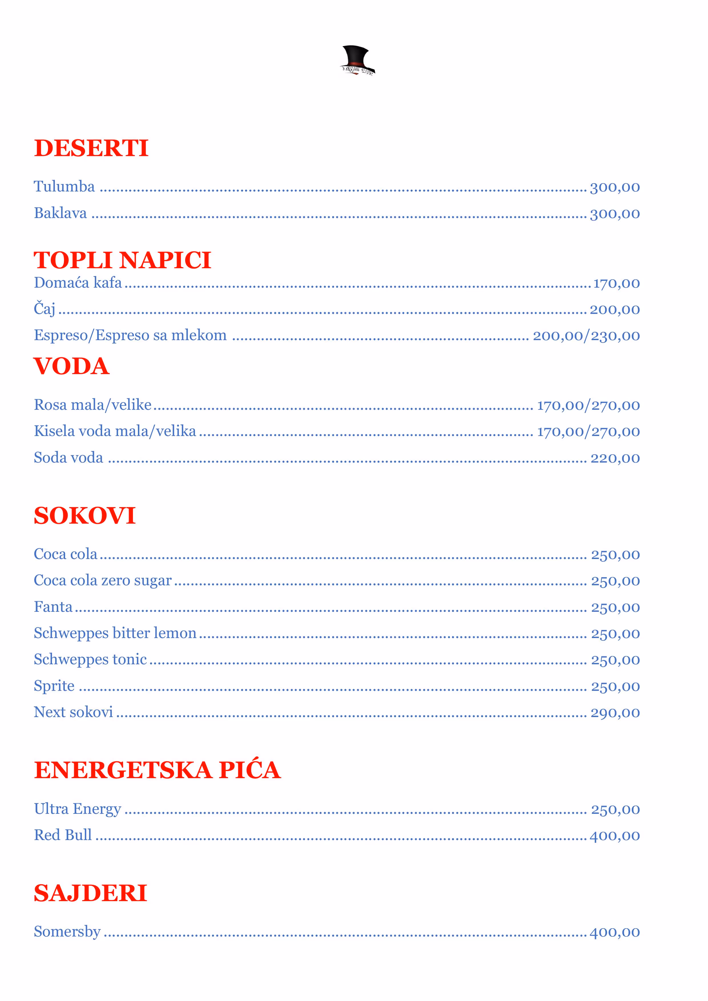 Beverage menu in Cyrillic with categories for water, juices, energy drinks, ciders, bottled beers, and draft beers with prices listed.